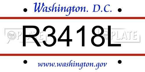 R3418L District Of Columbia License Plate