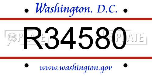 R34580 District Of Columbia License Plate