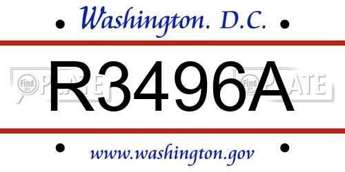 R3496A District Of Columbia License Plate