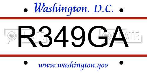 R349GA District Of Columbia License Plate