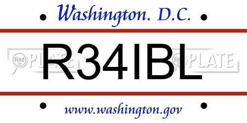 R34IBL District Of Columbia License Plate
