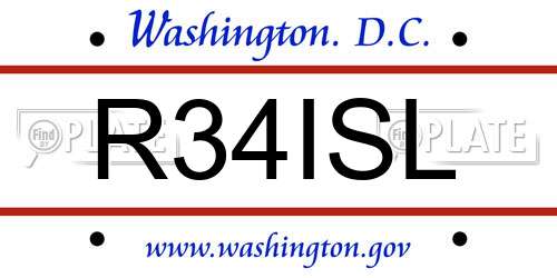 R34ISL District Of Columbia License Plate