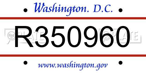 R350960 District Of Columbia License Plate
