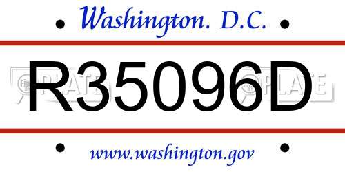 R35096D District Of Columbia License Plate