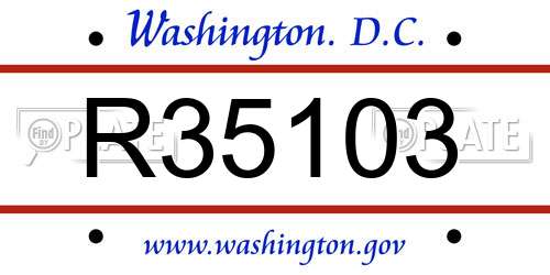 R35103 District Of Columbia License Plate