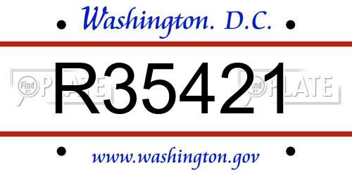 R35421 District Of Columbia License Plate