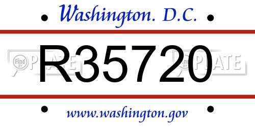 R35720 District Of Columbia License Plate