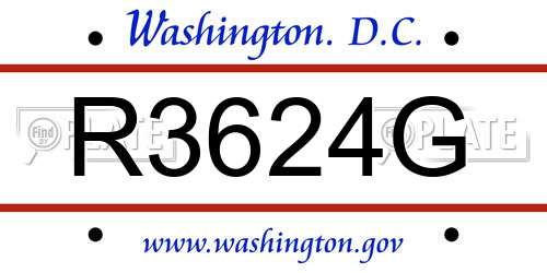 R3624G District Of Columbia License Plate