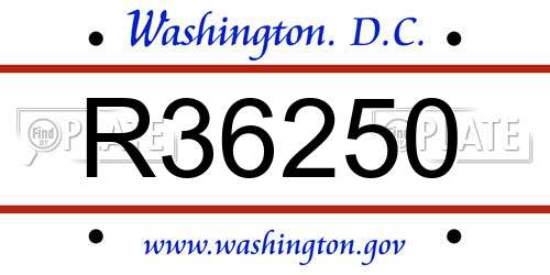 R36250 District Of Columbia License Plate