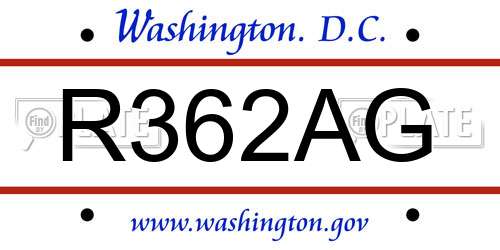 R362AG District Of Columbia License Plate