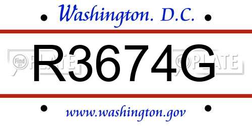R3674G District Of Columbia License Plate
