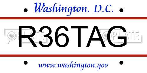 R36TAG District Of Columbia License Plate