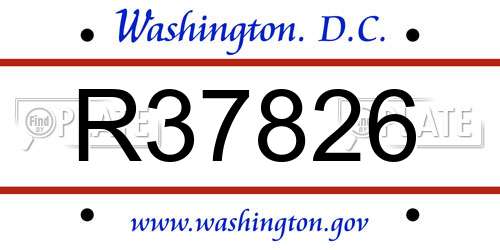 R37826 District Of Columbia License Plate