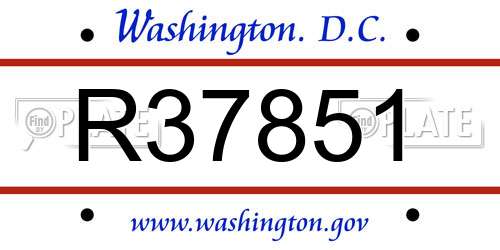 R37851 District Of Columbia License Plate