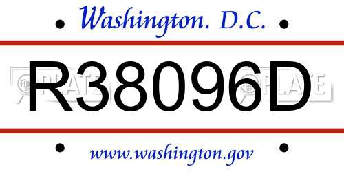 R38096D District Of Columbia License Plate