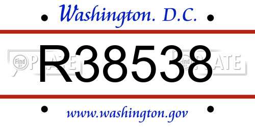 R38538 District Of Columbia License Plate