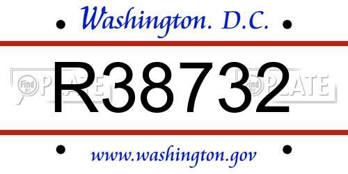 R38732 District Of Columbia License Plate