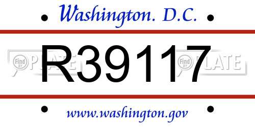 R39117 District Of Columbia License Plate