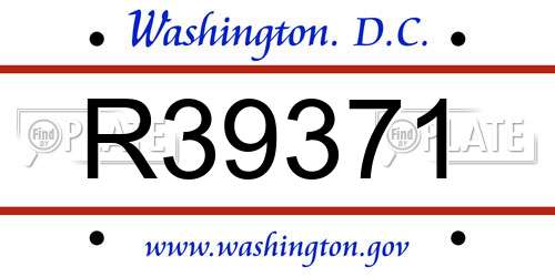 R39371 District Of Columbia License Plate