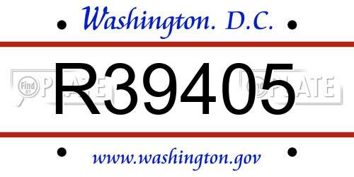R39405 District Of Columbia License Plate