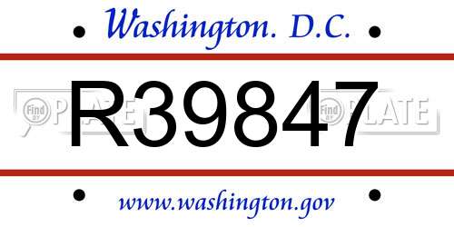 R39847 District Of Columbia License Plate