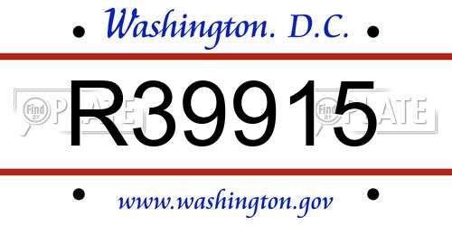 R39915 District Of Columbia License Plate