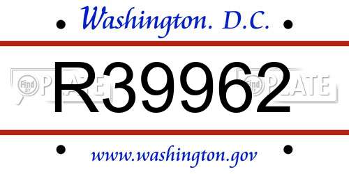 R39962 District Of Columbia License Plate