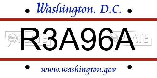 R3A96A District Of Columbia License Plate
