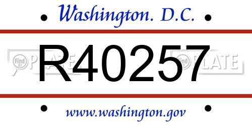 R40257 District Of Columbia License Plate