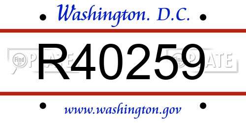R40259 District Of Columbia License Plate