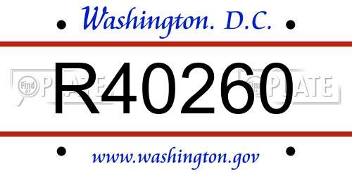 R40260 District Of Columbia License Plate