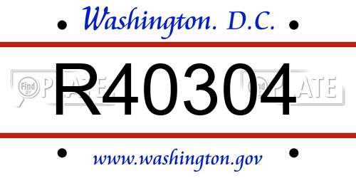 R40304 District Of Columbia License Plate
