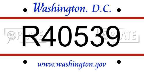 R40539 District Of Columbia License Plate