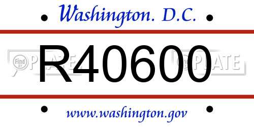 R40600 District Of Columbia License Plate