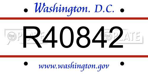 R40842 District Of Columbia License Plate