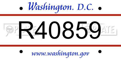 R40859 District Of Columbia License Plate
