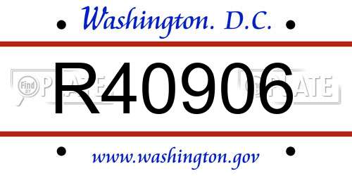 R40906 District Of Columbia License Plate