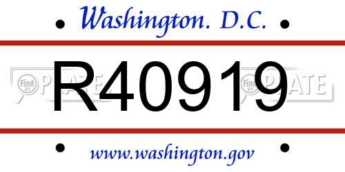 R40919 District Of Columbia License Plate