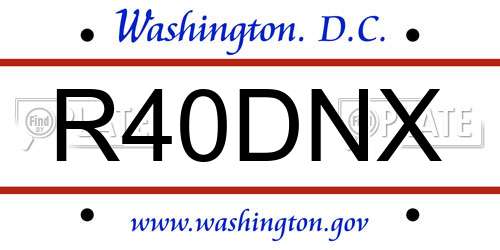 R40DNX District Of Columbia License Plate