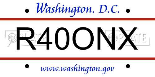 R40ONX District Of Columbia License Plate
