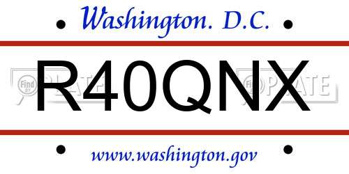 R40QNX District Of Columbia License Plate