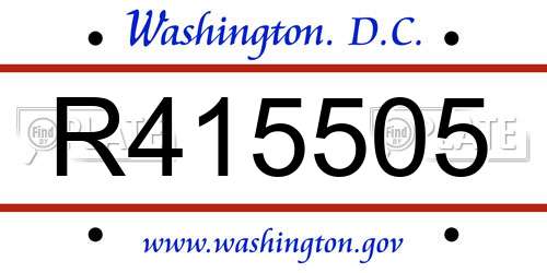 R415505 District Of Columbia License Plate