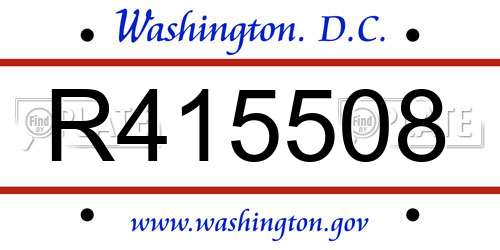 R415508 District Of Columbia License Plate