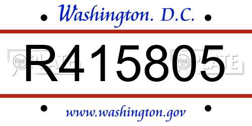 R415805 District Of Columbia License Plate