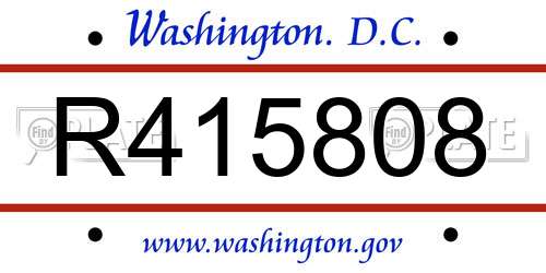 R415808 District Of Columbia License Plate