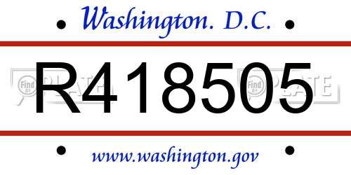 R418505 District Of Columbia License Plate