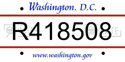 R418508 District Of Columbia License Plate