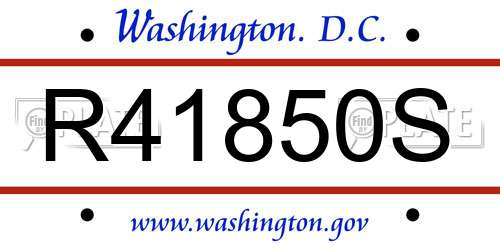 R41850S District Of Columbia License Plate