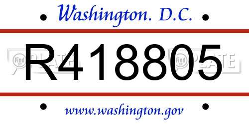 R418805 District Of Columbia License Plate