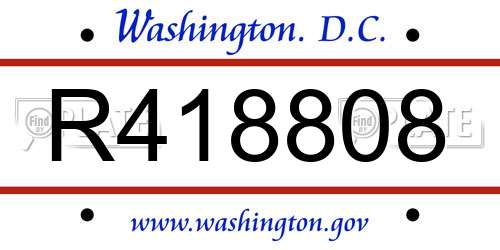 R418808 District Of Columbia License Plate